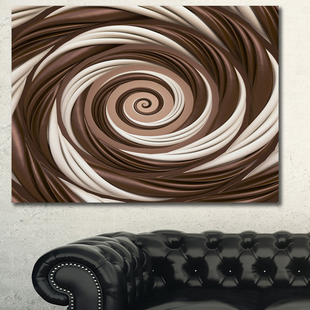 Chocolate and Milk Candy Spiral Design, Abstract Canvas Art Print, 40"x30"