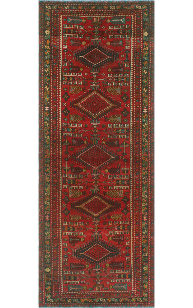 Fine Vintage Distressed Nell Rust/Charcoal Runner, 3'11x10'6