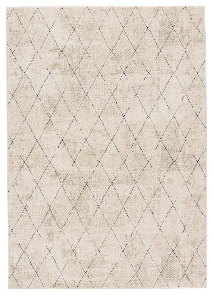Vibe by Annistyn Trellis Cream/ Black Area Rug 4'X6'