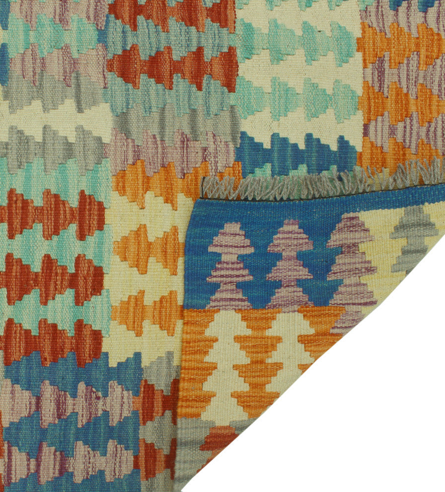 Sangat Kilim Madiana Orange/Blue Rug, 4'1x5'7