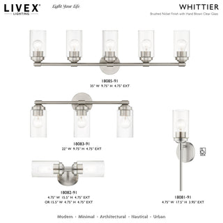 Whittier 5-Light Brushed Nickel Large Vanity Sconce
