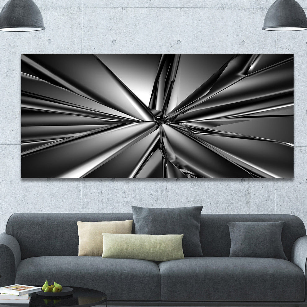Futuristic Crystal Background, Oversized Abstract Canvas Art Print, 60"x28"