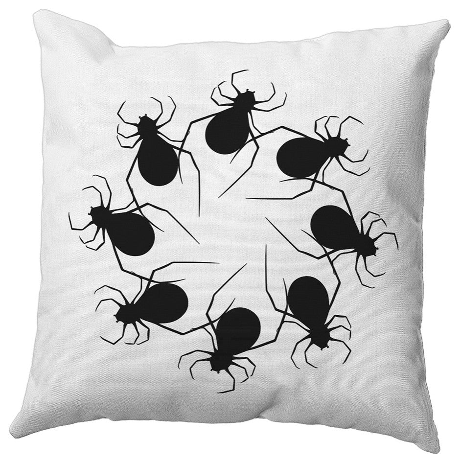 18"x18" Spider Wreath Decorative Throw Pillow, White