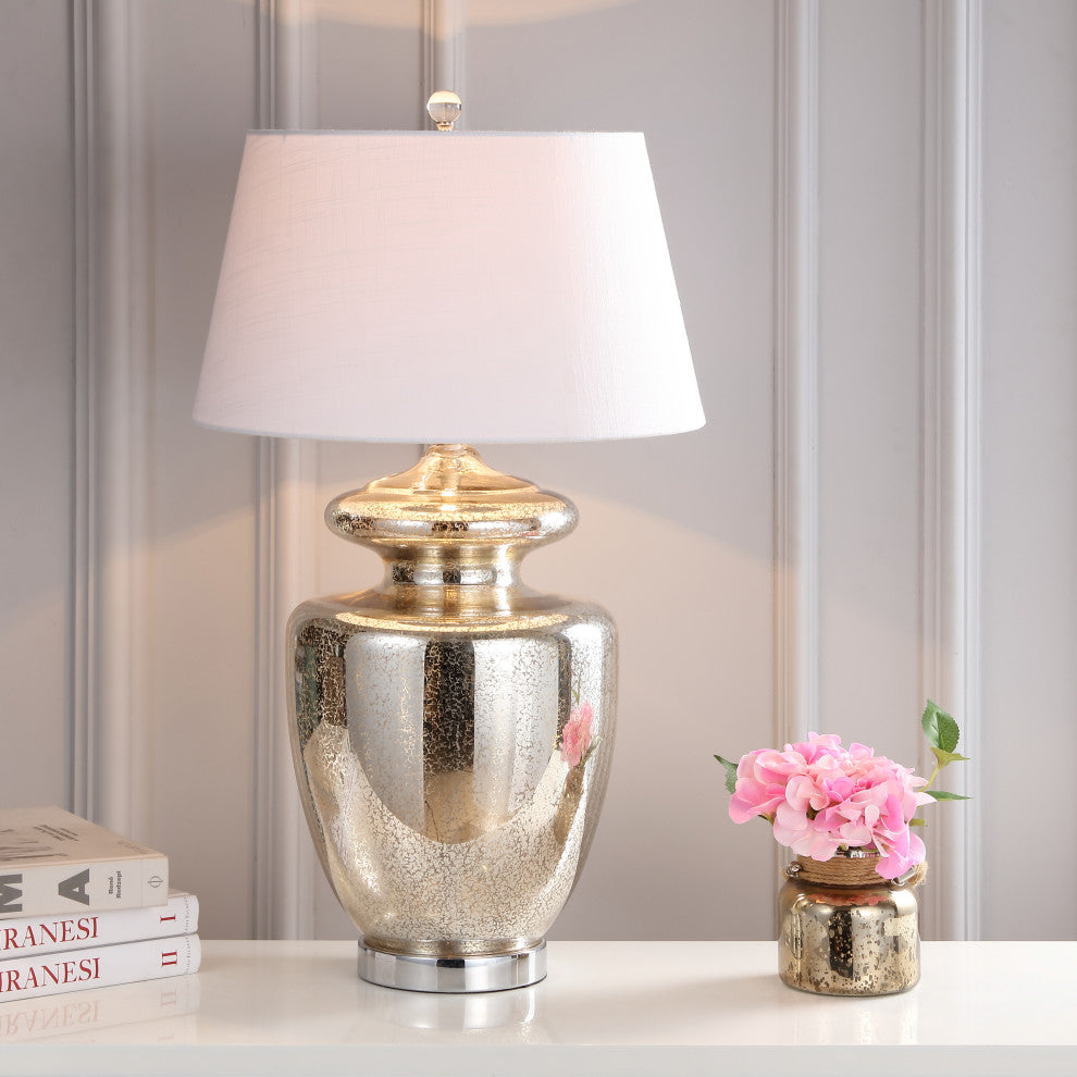 Hughes 31" Glass Table Lamp, Mercury Glass