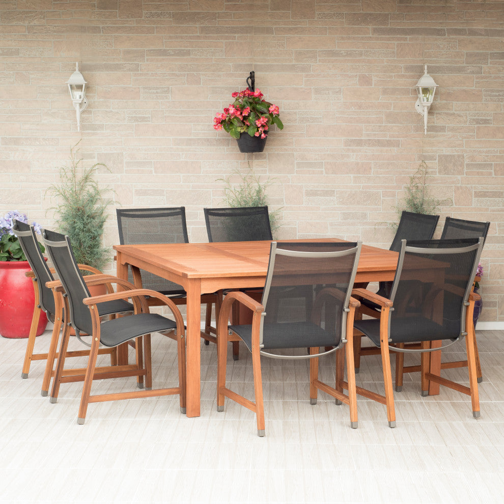 Amazonia Bahamas 9-Piece Square Patio Dining Set | Eucalyptus Wood