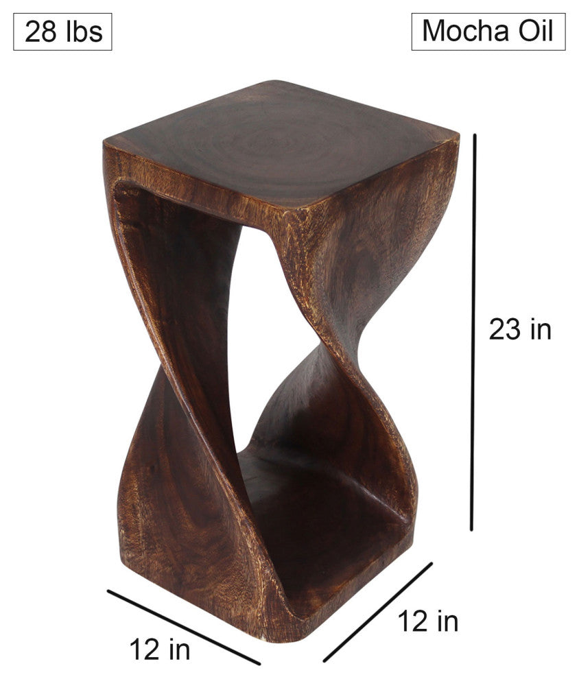 HaussmannÂ® Original Wood Twist Stool 12 X 12 X 23 In High Mocha Oil