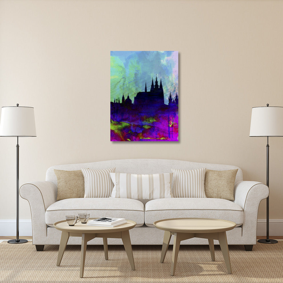 "Prague Watercolor Skyline" Fine Art Print