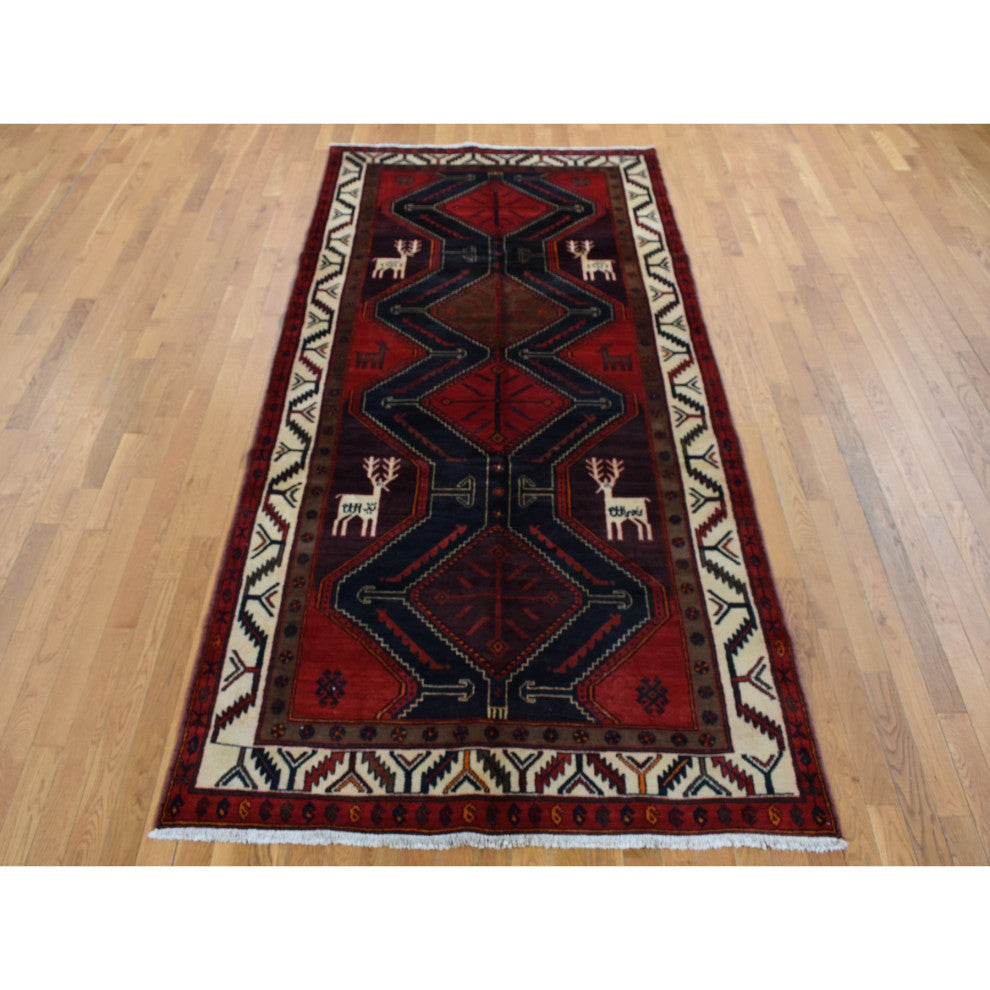 Maroon Red New Persian Pure Wool Hand Knotted Runner Rug 5'2" x 10'6"