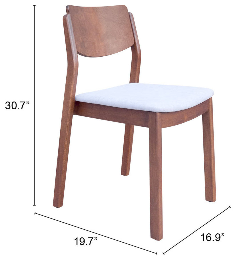Dining Chair, Set of 2, Fabric, Wood, Gray, Walnut, Bar Kitchen Pub Bistro