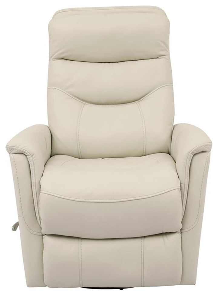 Bowery Hill Leather Manual Swivel Glider Recliner in Ivory Finish