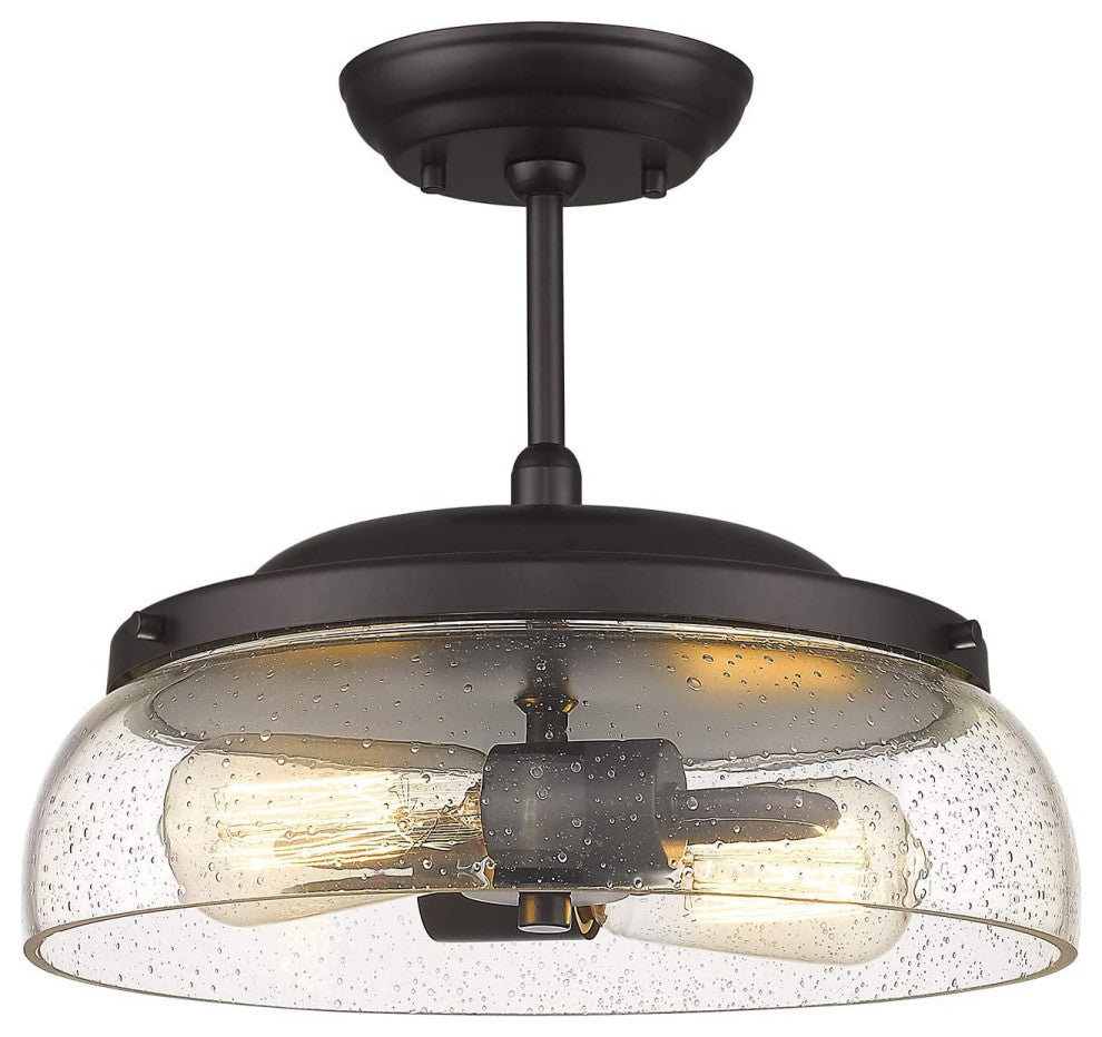 2 Light Semi Flush Mount Ceiling Light, Farmhouse, Bronze