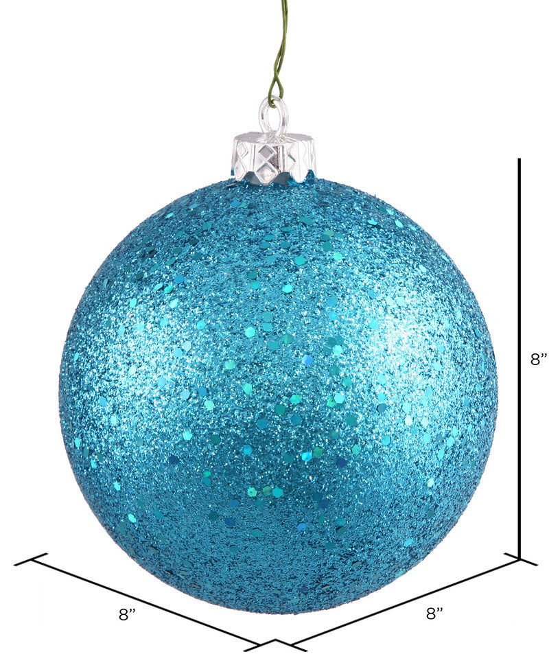 Vickerman N592012Dq 8" Turquoise Sequin Ball Ornament