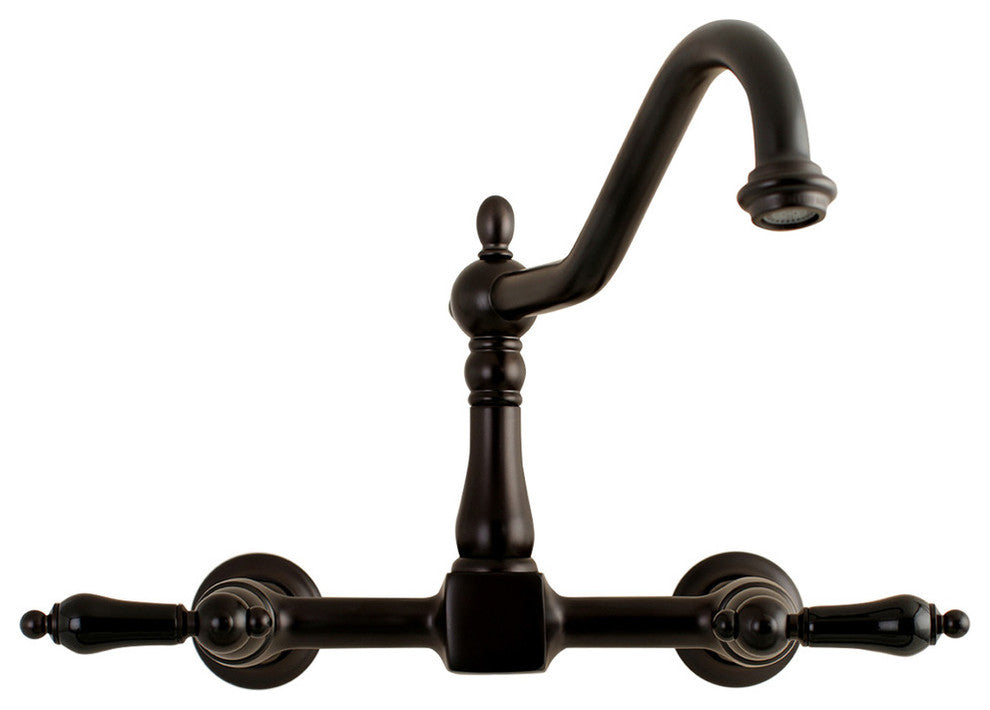Kingston Brass Two-Handle Wall Mount Bridge Kitchen Faucet, Oil Rubbed Bronze