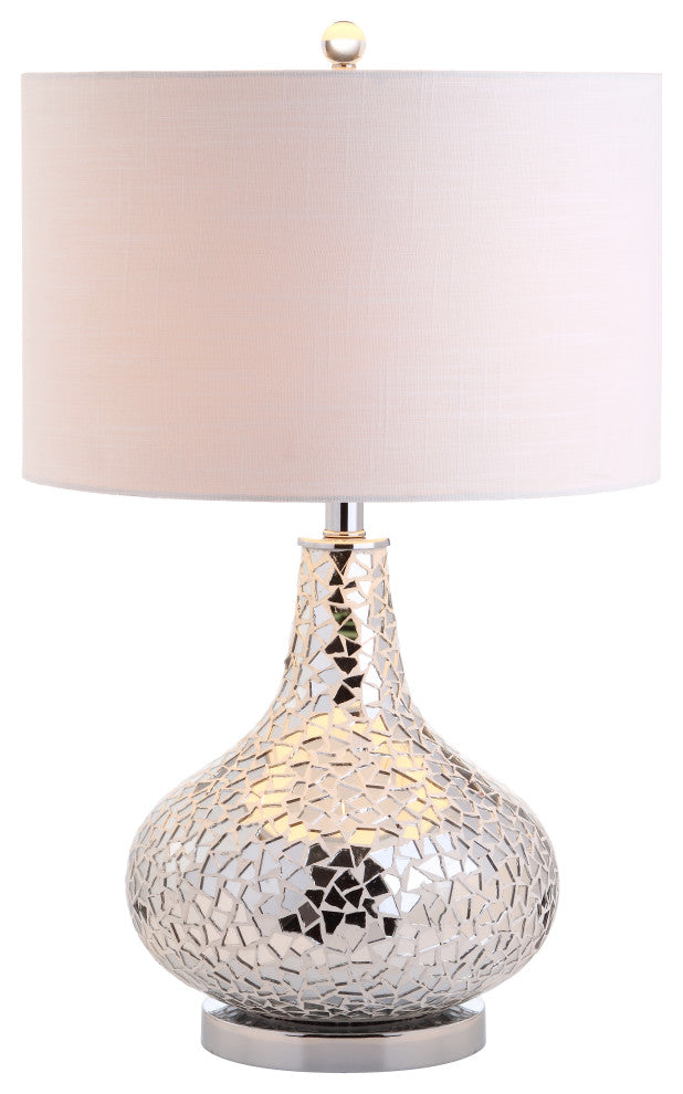 Emilia 26" Mirrored Mosaic Table Lamp, Silver