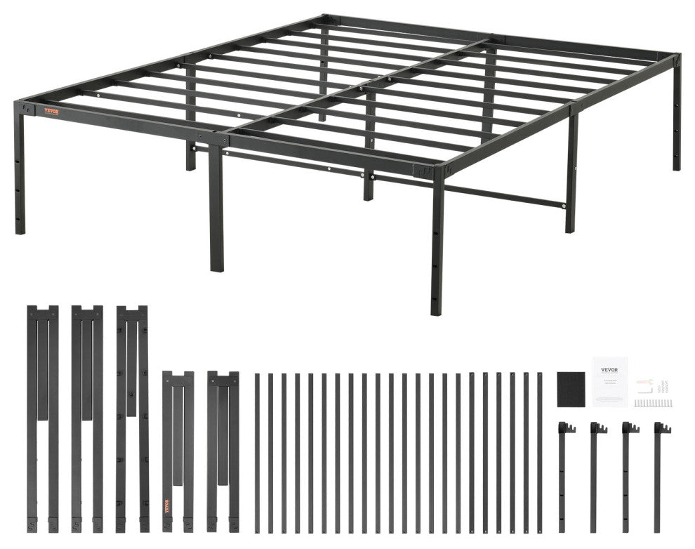 VEVOR Queen Size Bed Frame 18" Metal Bed Frame Platform 1500 lbs Noise Free
