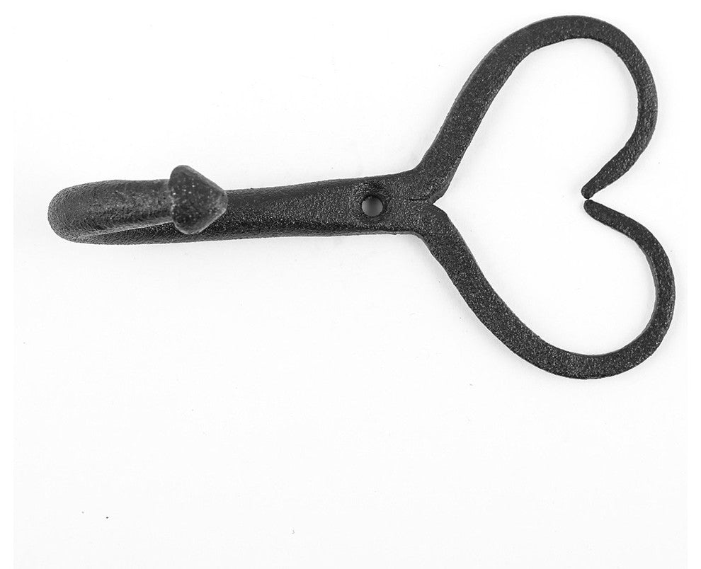 Coat Robe Hook Wrought Iron Heart Black 4"H X 3" Pack of 4