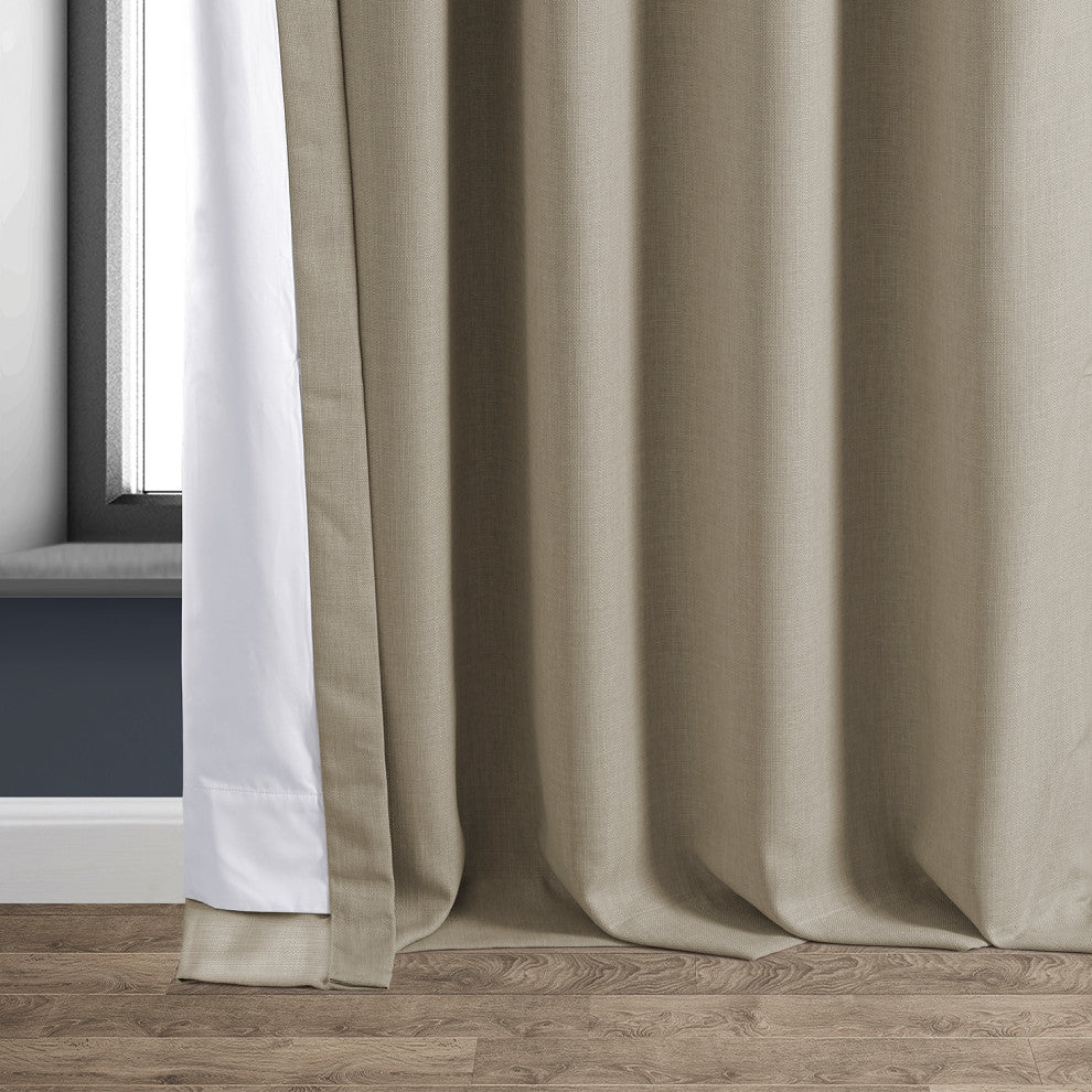 Signature Faux Linen Blackout Curtain Single Panel, Safari Tan, 50"w X 108"l
