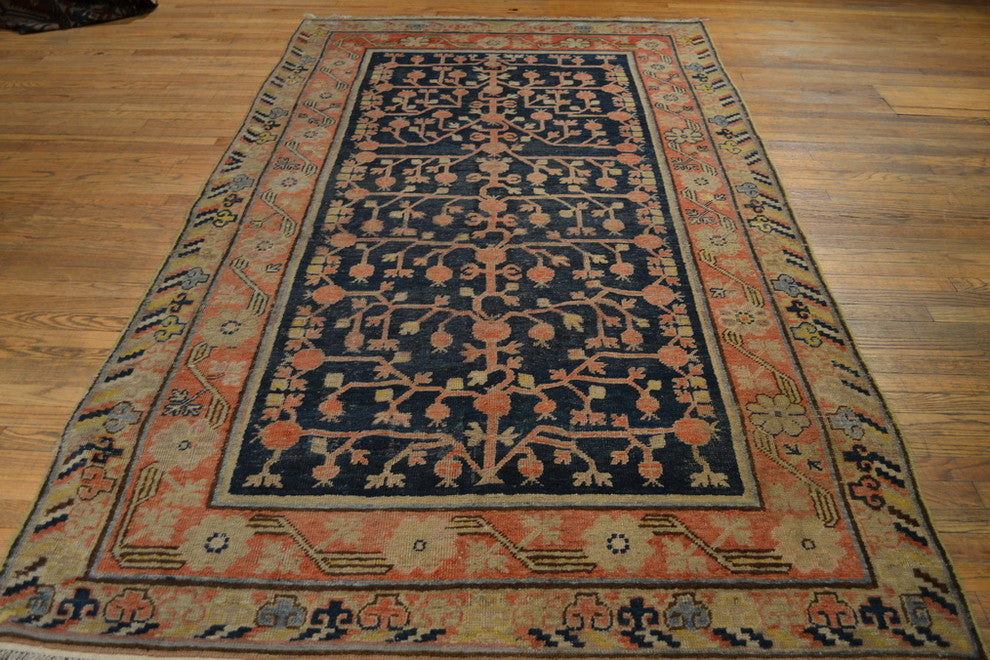 Consigned Antique Khotan Pomegranate Design Age 1920's, 4'10"x8'10"