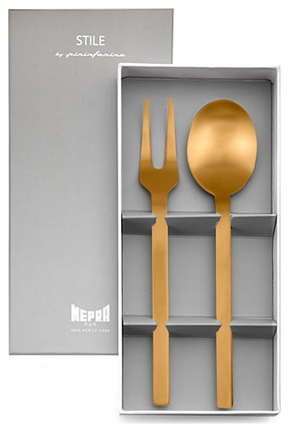 Stile By Pininarina Serving Set, Ice Gold, 2 Pcs.