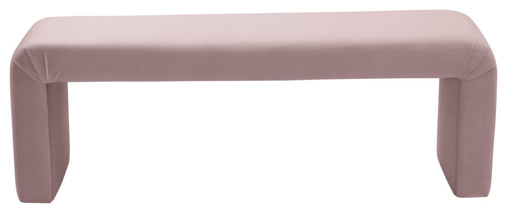 Minimalist Velvet Upholstered Bench, Pink