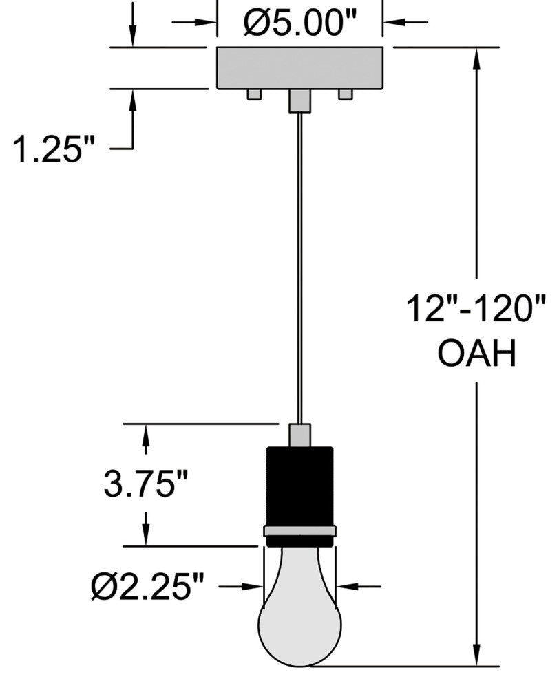 Port Nine Bare Martini LED Pendant, Replaceable LED, Brushed Steel