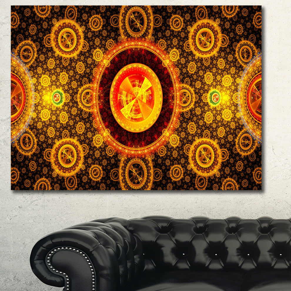 Golden Psychedelic Relaxing Art, Oversized Abstract Canvas Art Print, 60x40