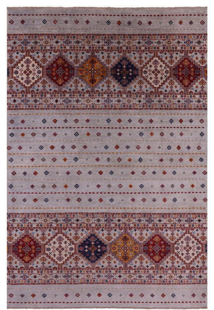 6' 5" X 9' 8" Khorjin Super Kazak Handmade Wool Rug Q5659