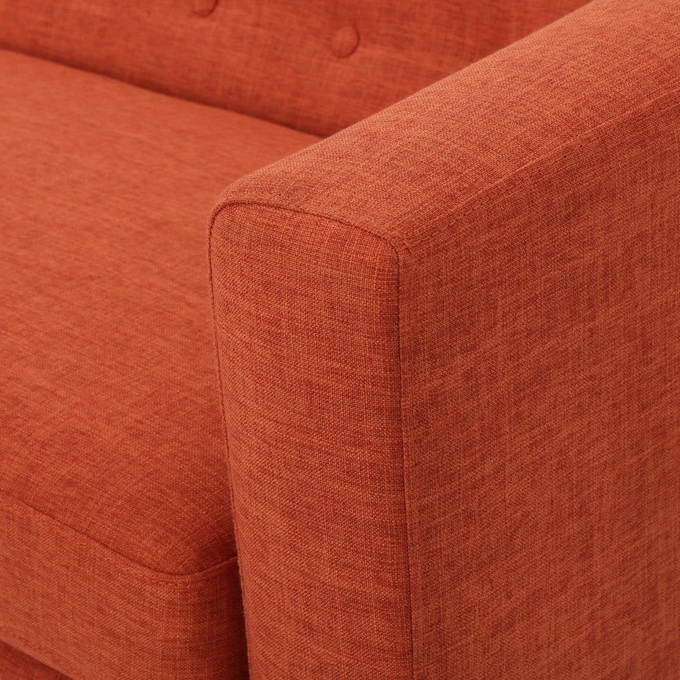 GDF Studio Carol Button Back Mid-Century Fabric Modern Loveseat, Muted Orange