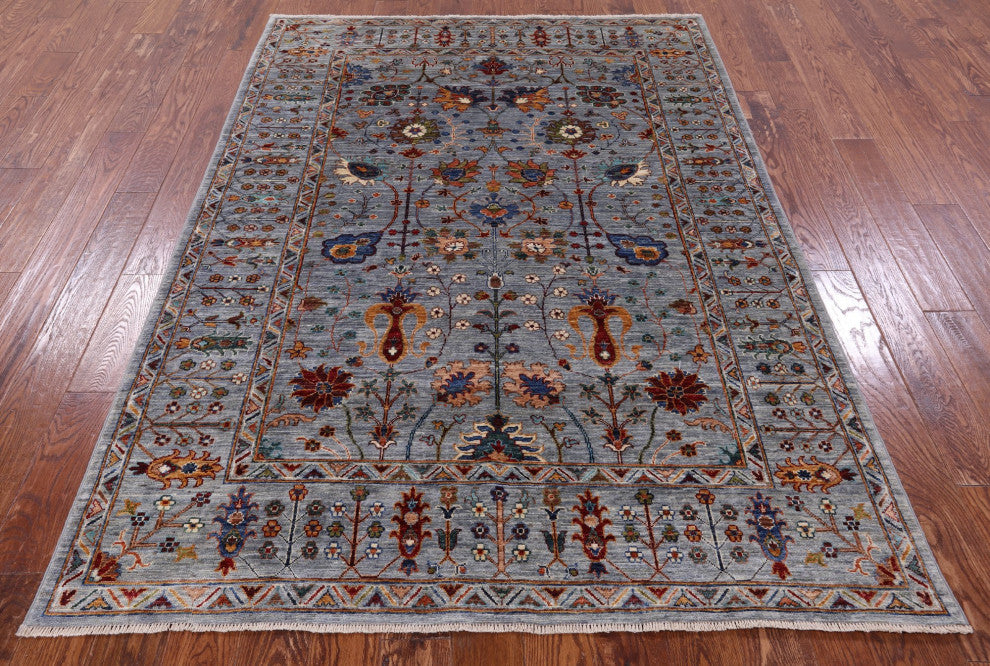 Handmade Persian Tabriz Wool Rug 5' 6" X 7' 8" Q9849
