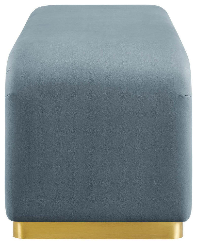 Koda Performance Velvet Waterfall Long Bench - Brass Cadet Blue