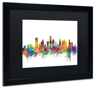 "Houston, Texas Skyline" Matted Framed Canvas Art by Michael Tompsett