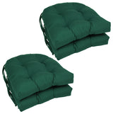 16" Solid Twill U-shaped Tufted Chair Cushions, Set of 4, Green