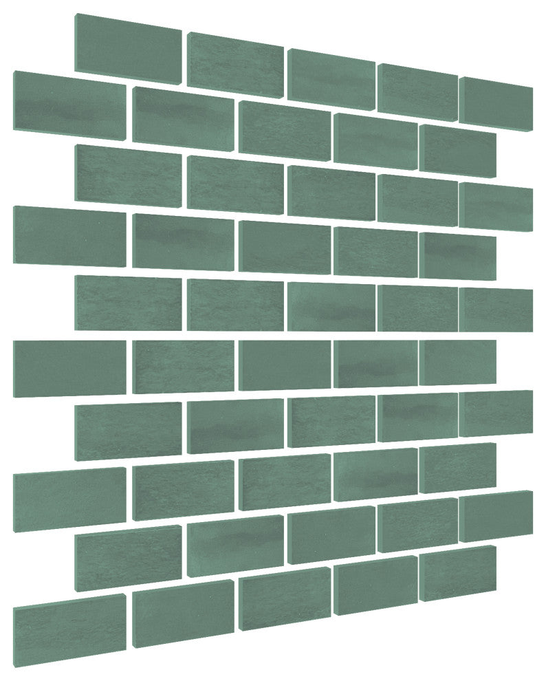 CastelloUSA Anacleto Ceramic Pressed 1"x2" Mosaic Tile, Green
