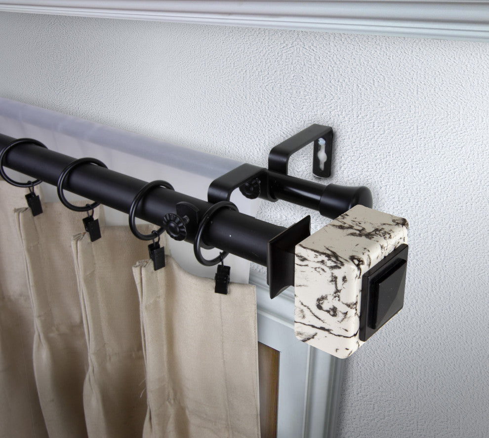 Brielle 1" Diameter Double Curtain Rod, Black, 160-240"