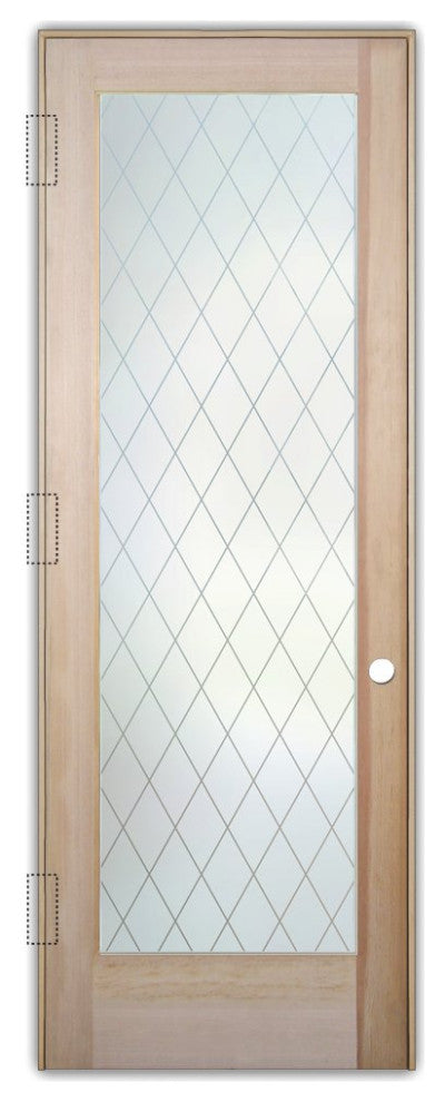 Interior Prehung Door or Interior Slab Door - Diamond Grid - Douglas Fir...