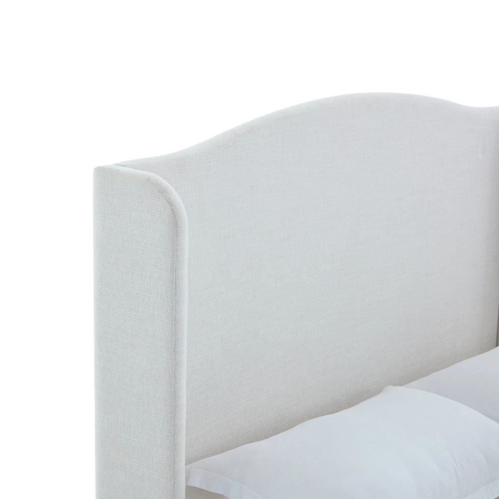 GDF Studio Upholstered Wingback Platform Bed, Ivory, King