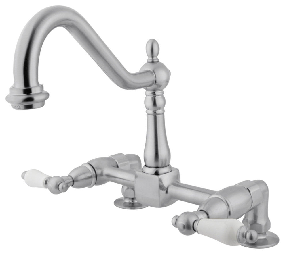 Kingston Brass Two-Handle Bridge Kitchen Faucet, Polished Chrome