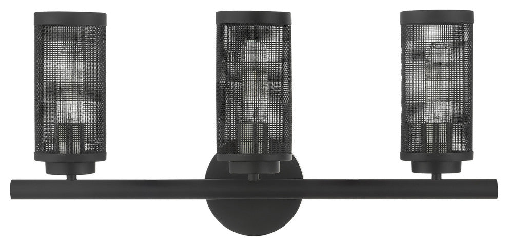 Livex Lighting Industro 3 Light Black With Brushed Nickel Accents Vanity Sconce