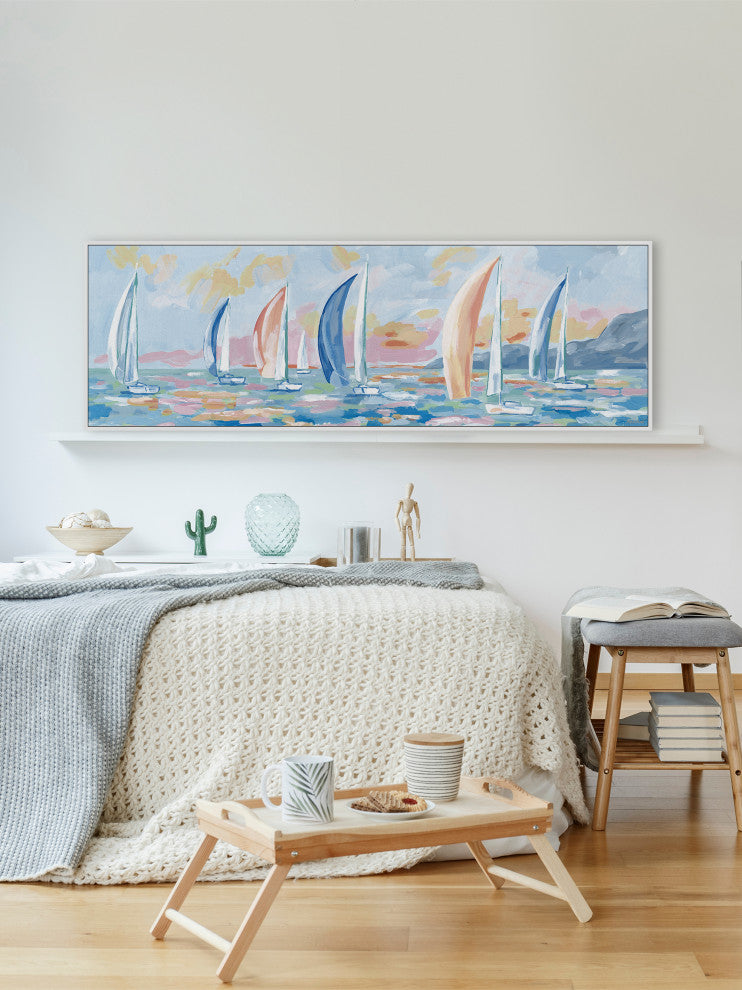 "I Need My Boat" Floater Framed Painting Print on Canvas, 30x10