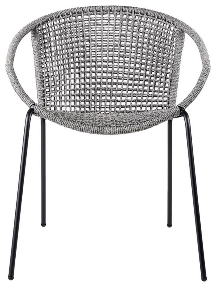 Armen Living Snack 18" Fabric Indoor Outdoor Dining Chair in Gray (Set of 2)