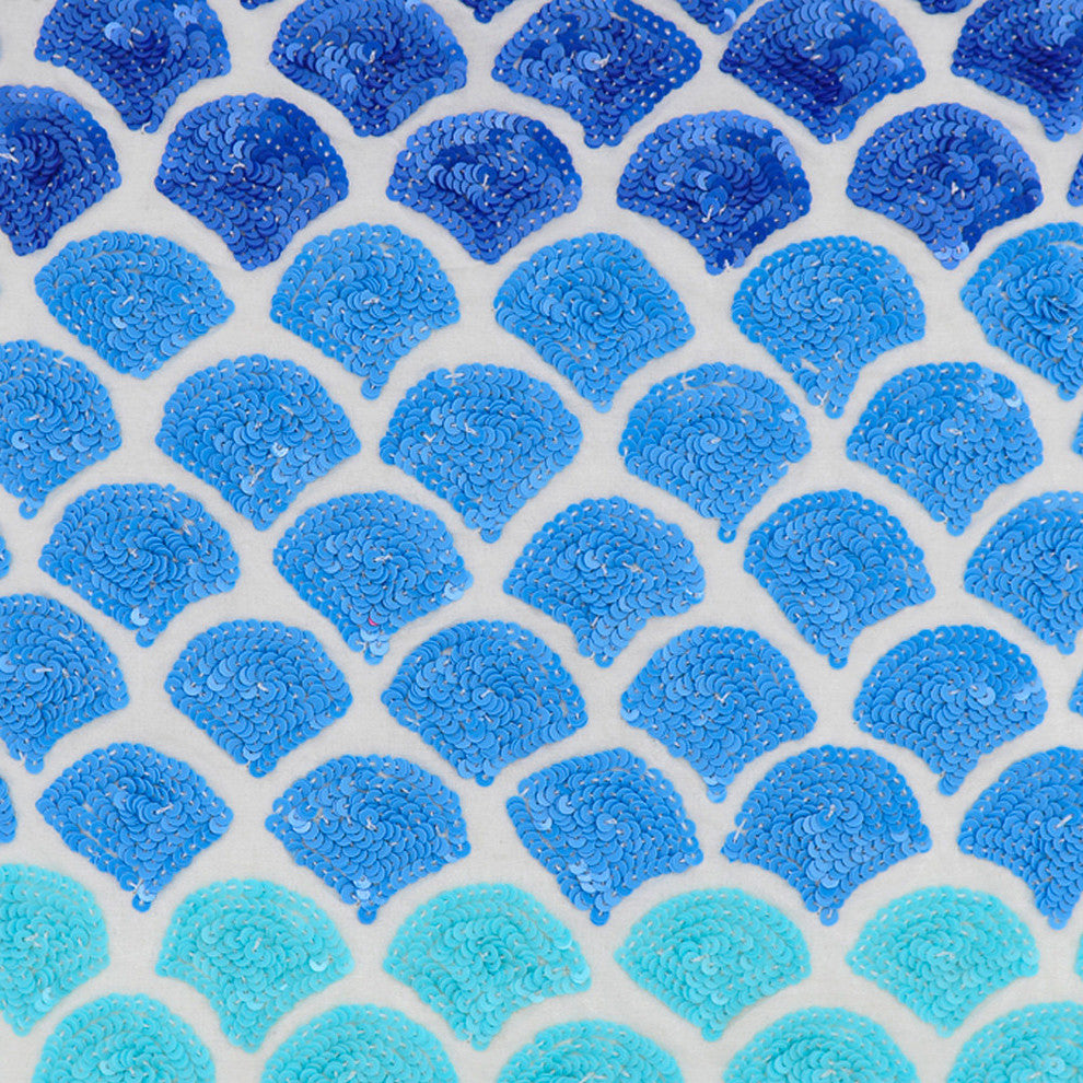Decorative Pillows Blue 20"x20" Art Silk, Blessed With The Sea