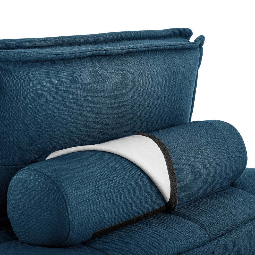 Modular Deep Tufted Sectional Sofa Set, Azure Navy Blue, Modern, Lounge
