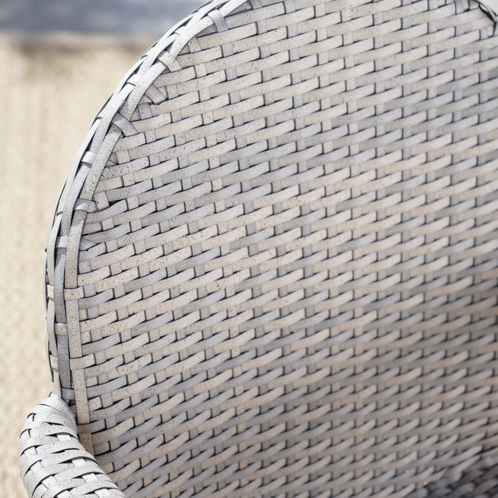 GDF Studio Ava Outdoor Wicker Armed Aluminum Framed Stack Chairs, Set of 2, Chat