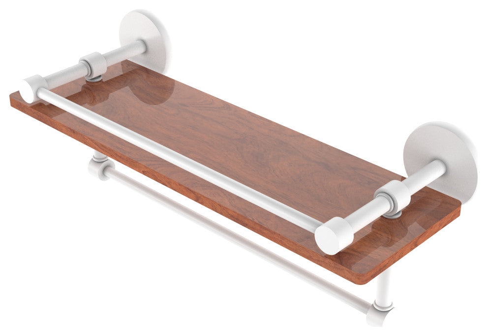Prestige Skyline 16" Wood Shelf, Gallery Rail and Towel Bar, Matte White