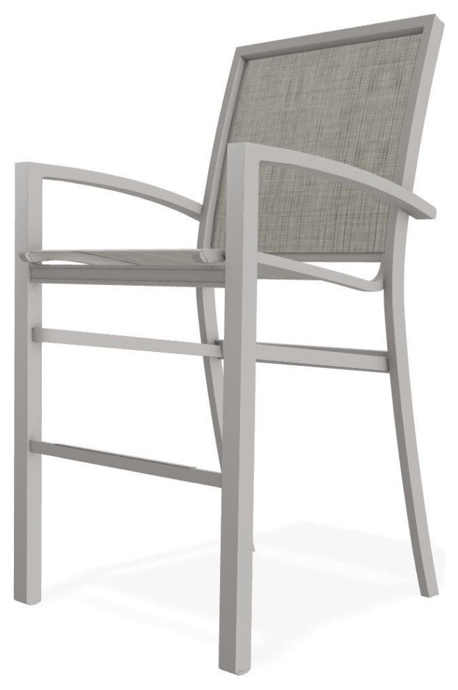 Kendall Sling Bar Height Stackable Outdoor Stool, Smoke/Warm Gray