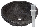 Novatto Absolute Natural Granite Vessel Sink and Drain, Chrome