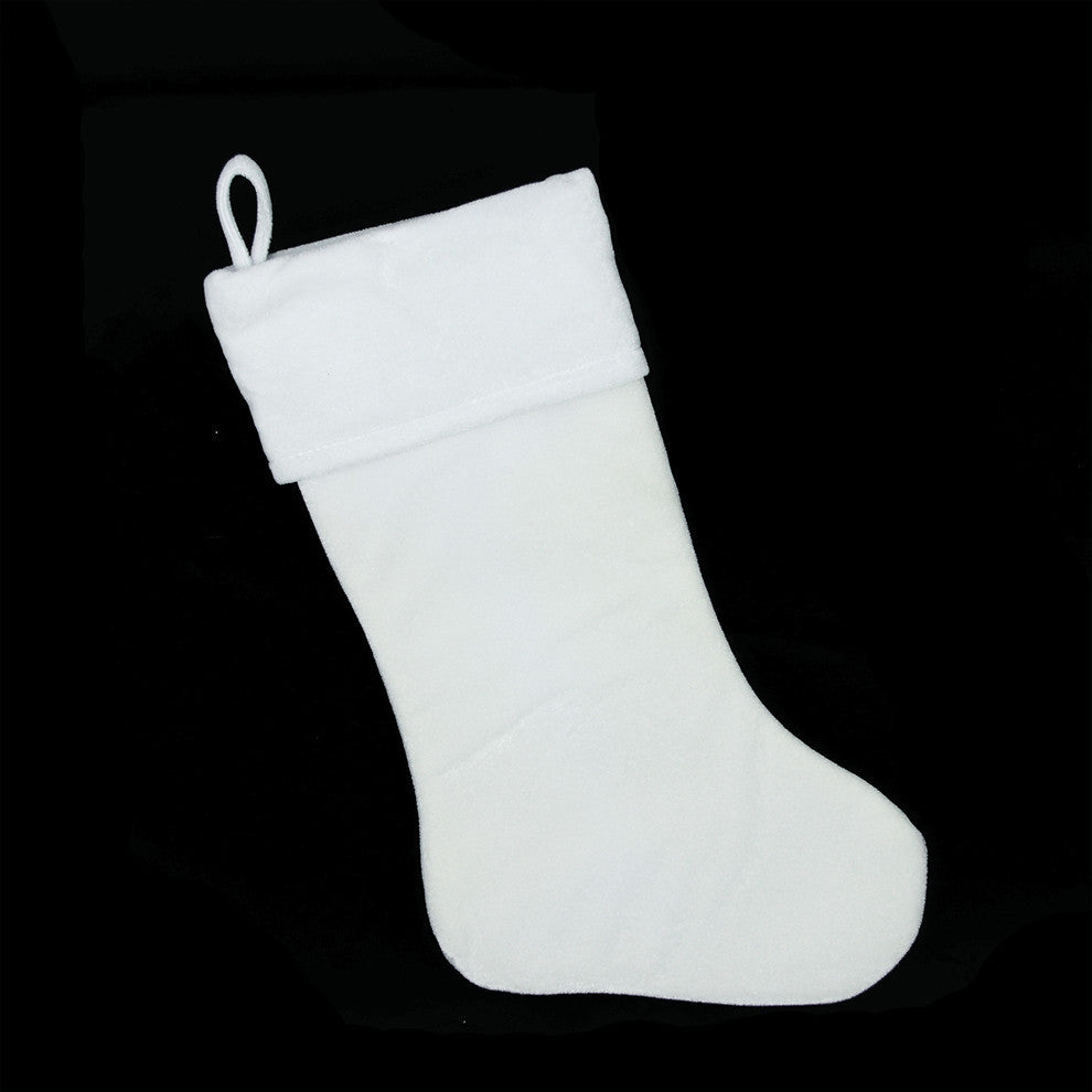 18" Traditional Solid Velvety Christmas Stocking, White