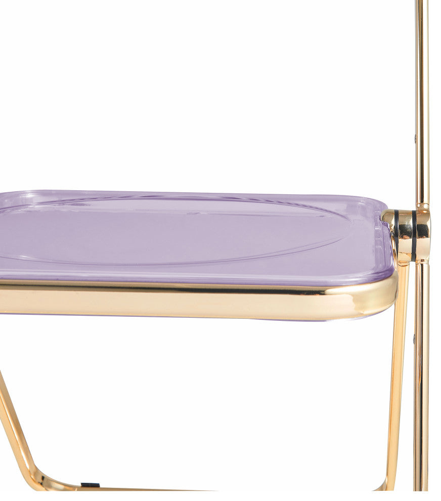 Lawrence Acrylic Folding Chair With Gold Frame, Magenta