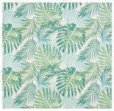 Safavieh Barbados Collection Indoor-Outdoor BAR592 Rug, Green/Teal, 5'3" Square