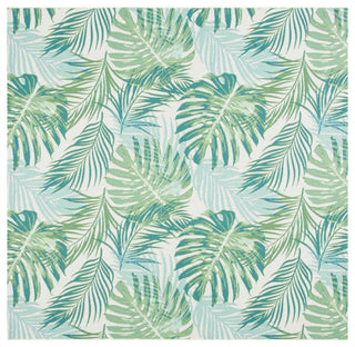Safavieh Barbados Collection Indoor-Outdoor BAR592 Rug, Green/Teal, 5'3" Square